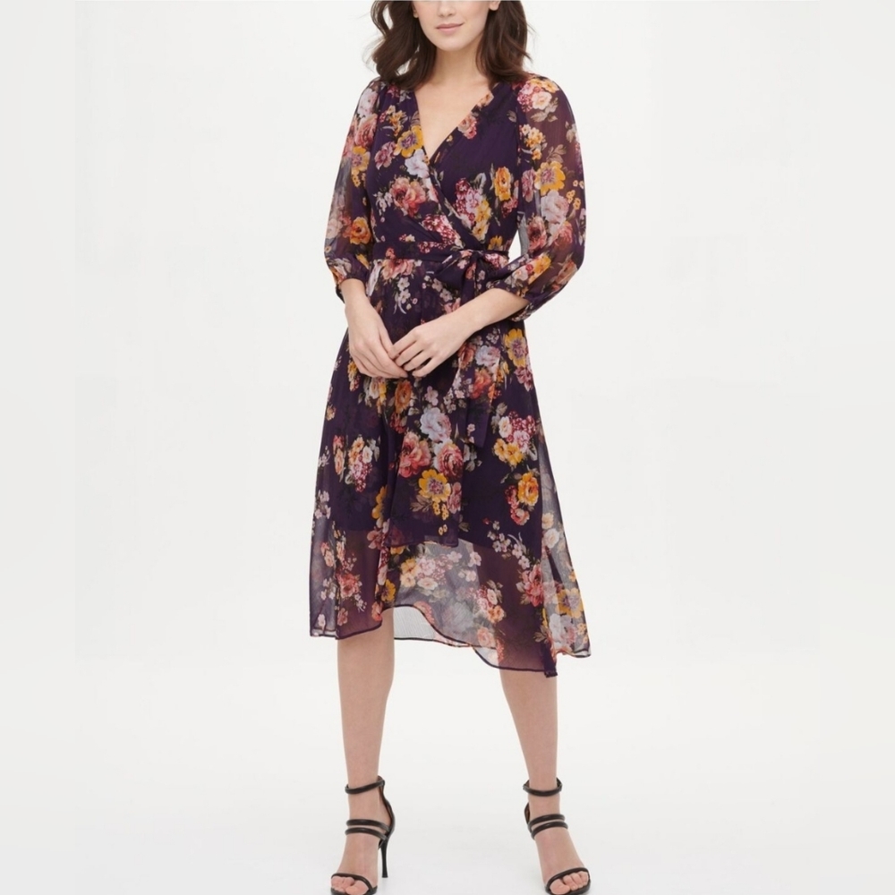 DKNY Dress, Sz 8, Floral Purple